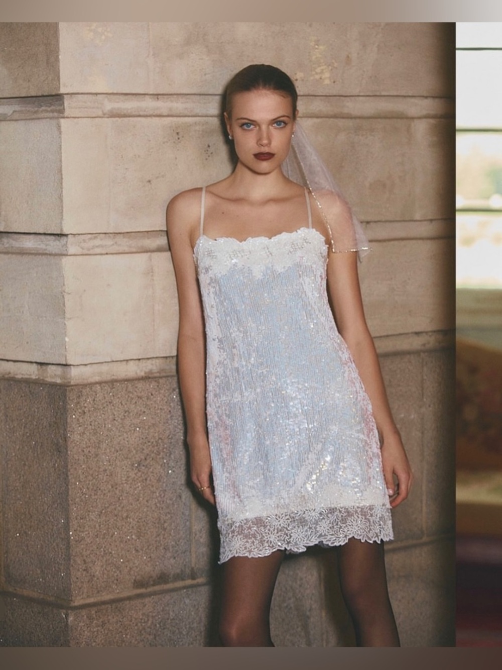 Anthropologie Sequin Lace Mini Dress Occasion